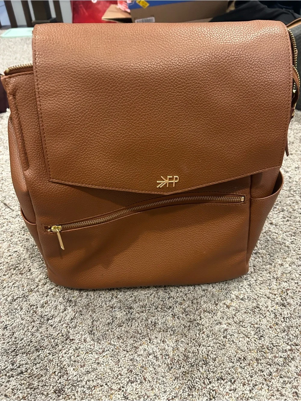 Freshly Picked Brown Leather Diaper Backpack